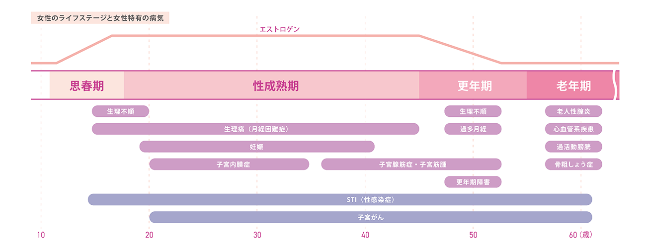 女性のライフステージと女性特有の病気